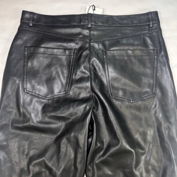 7 FOR ALL MANKIND PANTS Women Size L Black Faux Leather 5-Pocket Classic NEW NWT - Picture 13 of 16